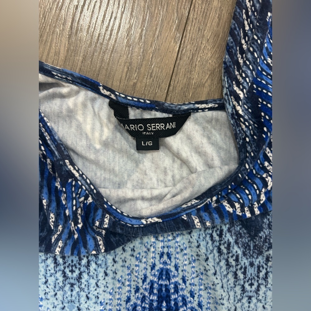 Mario Serrani Chevron Patterned Blue and White Dress - Picture 3 of 4